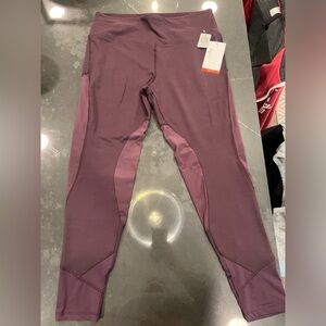 NWT plum Marika leggings, sheer panels on front and back